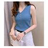 Women's Ice Silk V-Neck Knitted Camisole: Korean Style Sleeveless Outer & Inner Wear for Summer