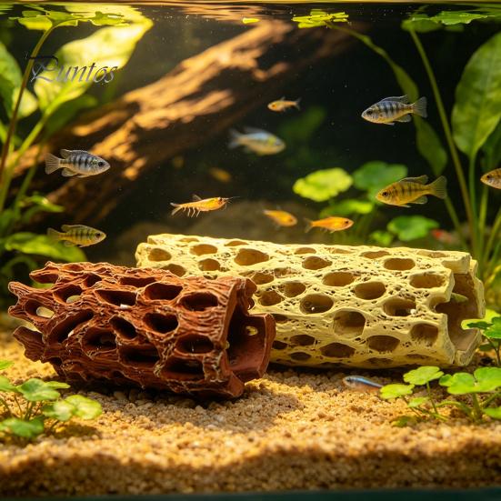 Safe Fish Tank Cave Aquarium Shrimp Cave, Artificial Tree Trunk Hide, Easy Clean Decor Hideout, Realistic for Betta Hiding And Resting Natural