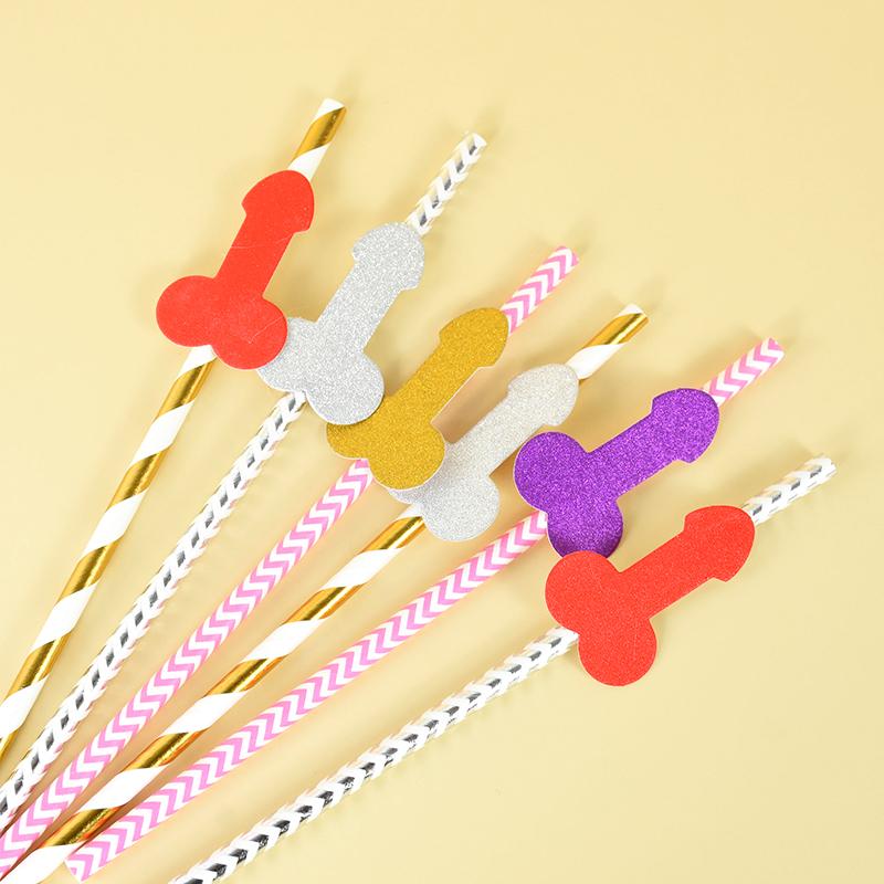 6/12pcs Bachelorette Party Penis Paper Straws Hen Night Party Adult Birthday Supplies Team Bride to be Wedding Decoration Favors