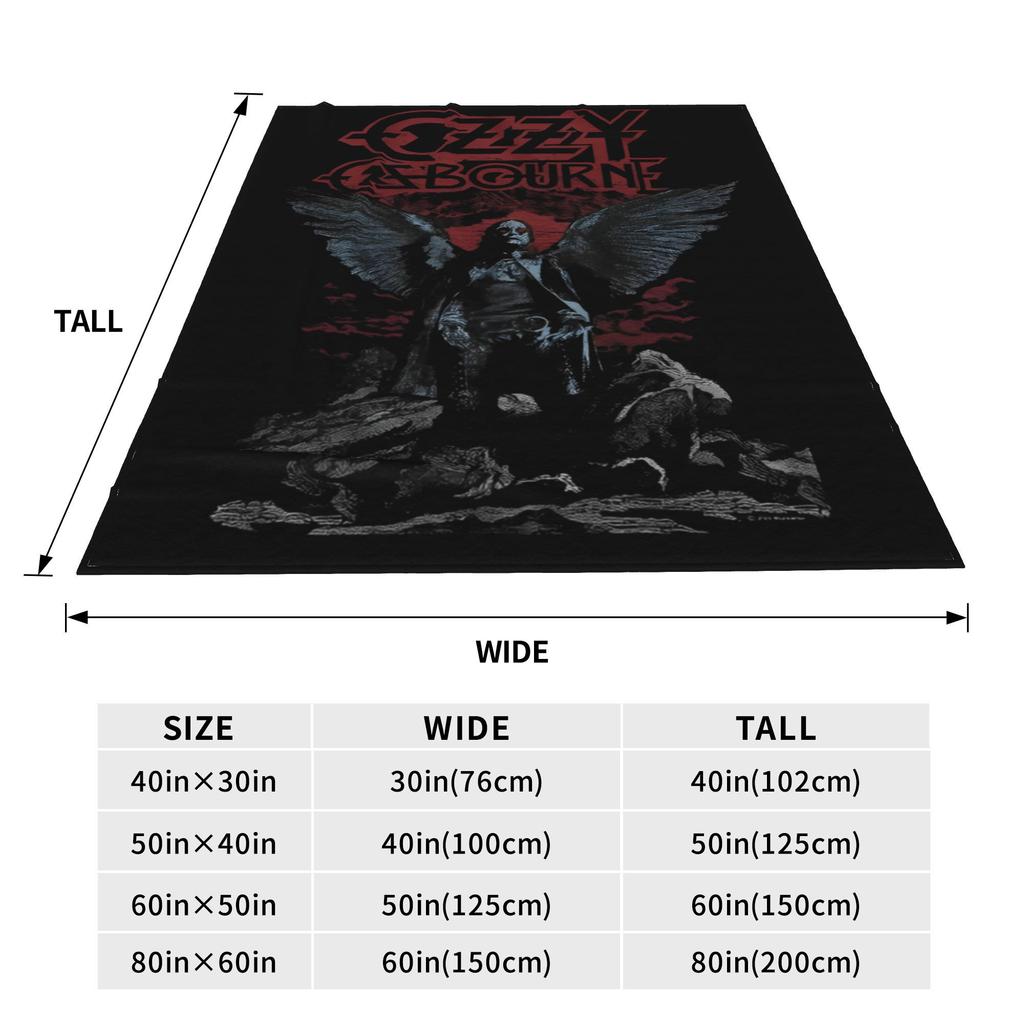 Ozzy Osbourne Angel Wings Blanket Black Sabbath Picnic Flannel Bedding Throws For Living Room Super Warm Bedspread Birthday Gift