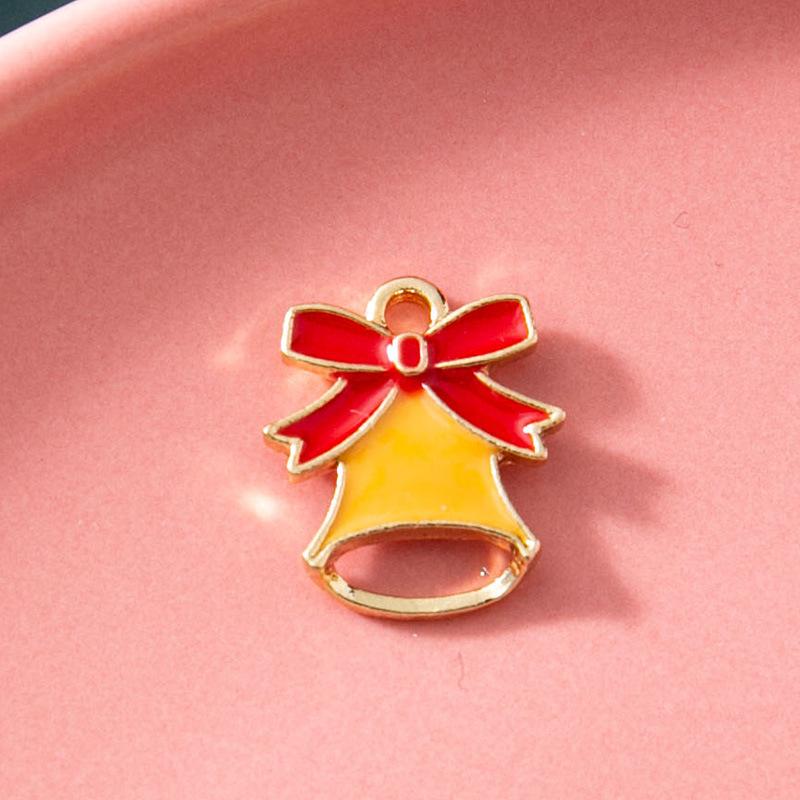 10Pcs Enamel Gold Color Christmas Bell Charms Pendant for Jewerly Making Bracelet Women Earrings Necklace Accessories Findings