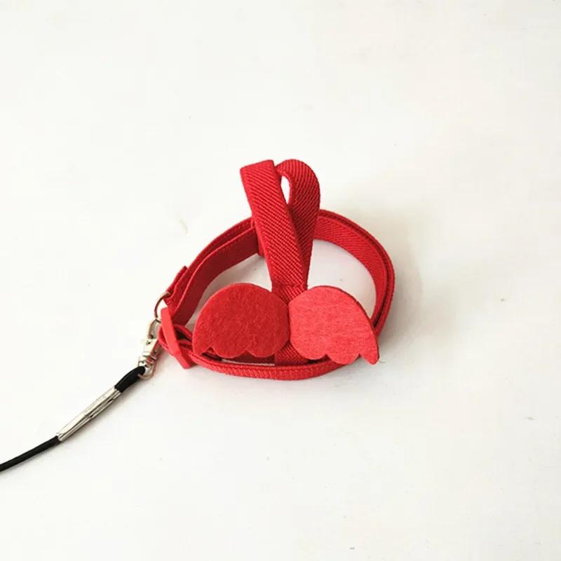 Сверхлегкий жилет для попугаев с цветными крыльями и ремнем-шлейкой длиной 2 м для уличных питомцев, поводок с защитой от потери, аксессуары для переноски птиц XS красный