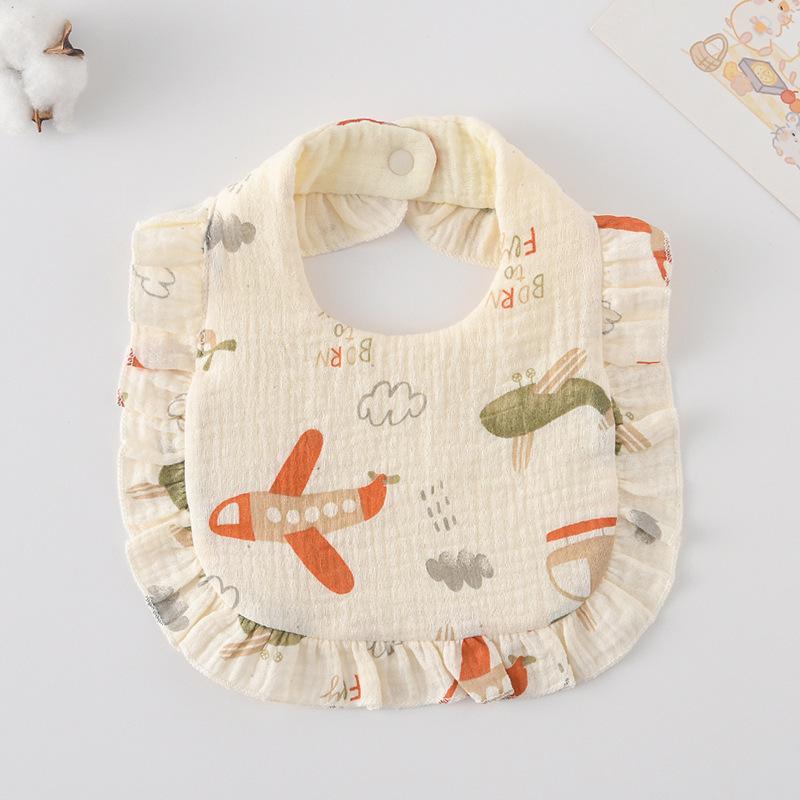 Ruffle Baby Drool Bibs: Pure Cotton Printed Lace Bibs
