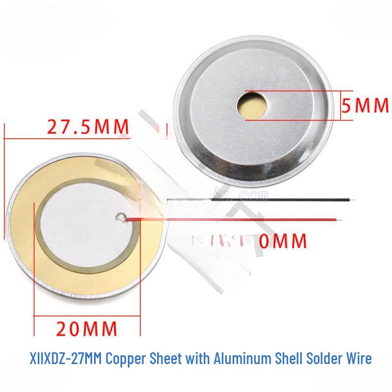 Piezoelectric Ceramic Buzzer with Aluminum Solder & Copper Lead, Diameter Options: 12/15/18/20/27/35/50MM