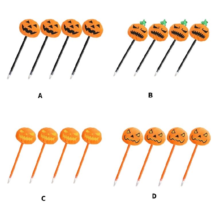 4Pcs Halloween Pumpkins Gel Pen Novelty Writing Pen 0.7mm Pen Tip Smooth To Write Halloween Party Supplies