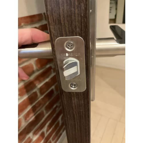 NAGASAWA TXS Latch Lock for Lever Handles, TXS-51 (formerly TW-51 and TX-51). Keyless Lock for Living Rooms, Bedrooms, Etc. (not for Toilets). Left-ri