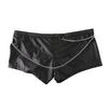 Yousheng Men Boxer Underwear Low-rise U-Convex Elastic Non-Deforming Shorts Panties Imitation Leather Underwear