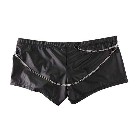 Yousheng Men Boxer Underwear Low-rise U-Convex Elastic Non-Deforming Shorts Panties Imitation Leather Underwear