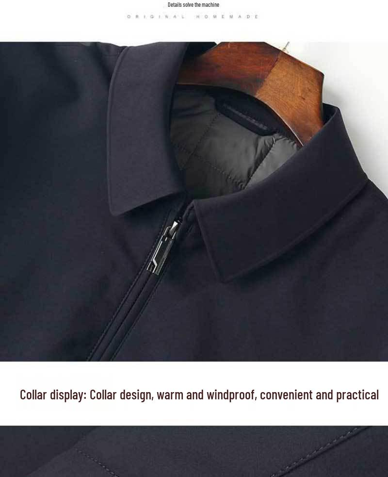 Men's Business Casual Autumn/Winter Warm Lapel Jacket with Cotton Padding