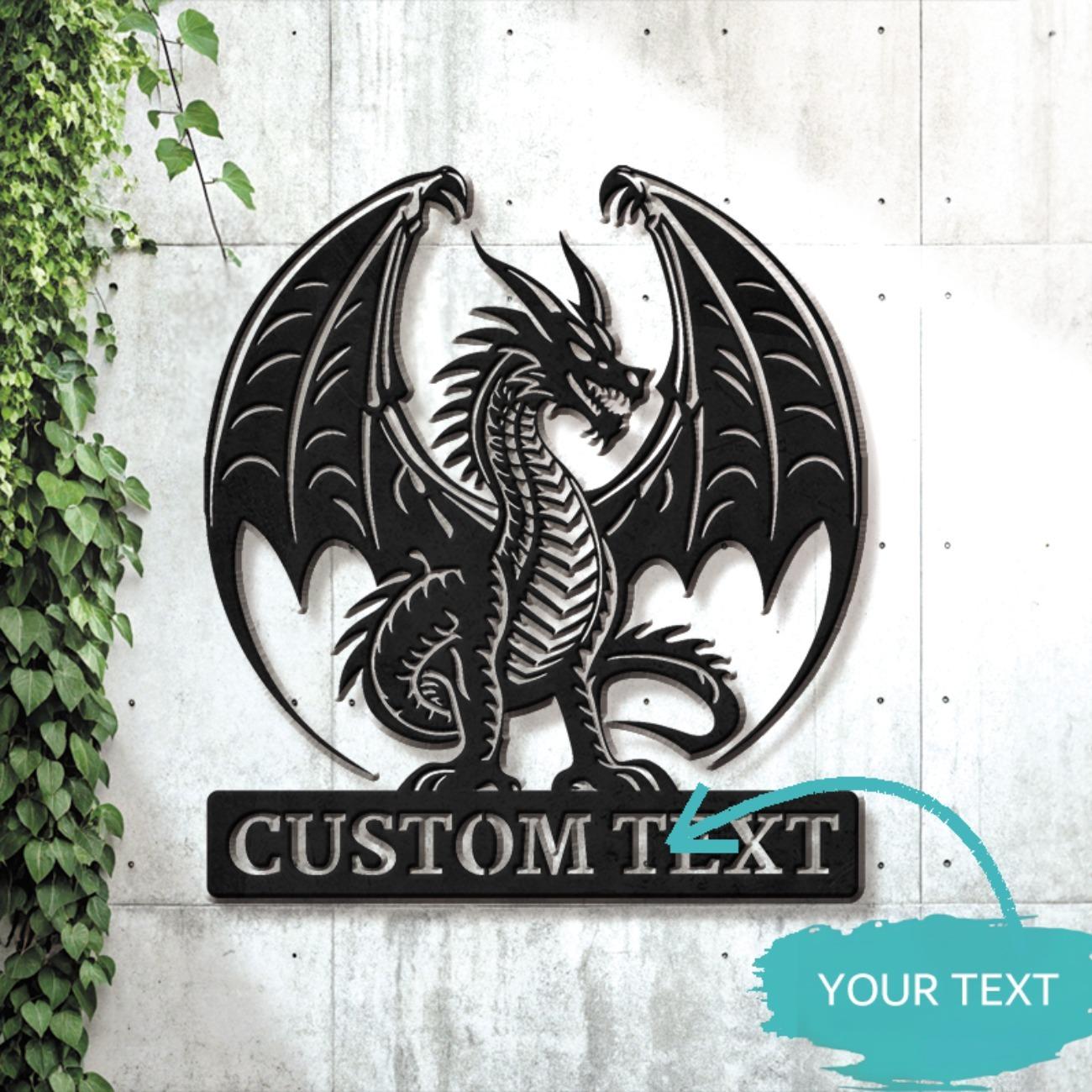 

Custom Metal Dragon Wall Art Handmade Fantasy Home Office Decor S чёрный