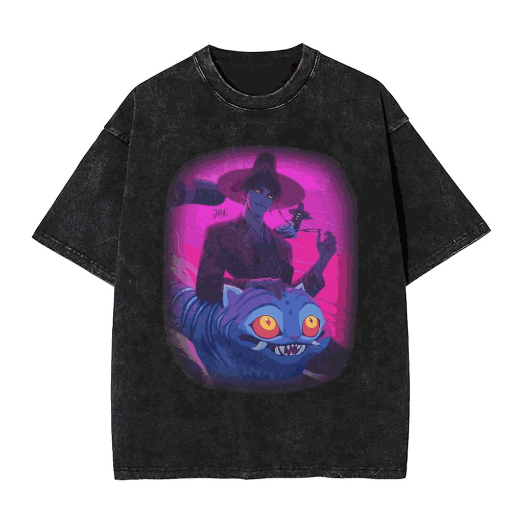 Saja Boys Kpop Demon Hunters Graphic Print T-Shirt Vintage Washed Cotton Men Women Streetwear Harajukuj Fashion Summer New Tee Casual Oversized Top