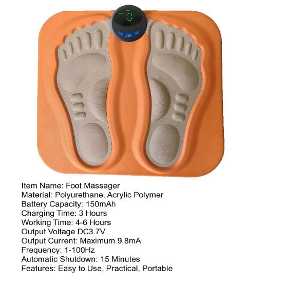 Intelligent Foot Massager Digital Display 6 Modes 15 Intensity Levels Rechargeable Smart Foot Massage Pad