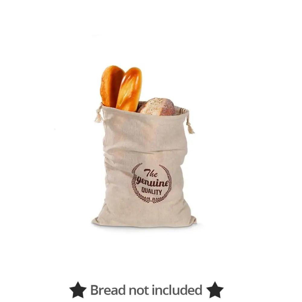 Portable Linen Bread Bags Reusable Homemade Drawstring Loaf Bag Kitchen Storage Bread Large Washable Storage Bag Food Organizer