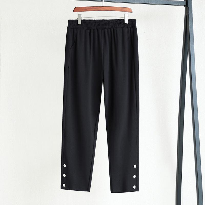 

Women s Plus Size High Waist Slimming Pants for Spring/Autumn - Loose, Casual Fit 4XL (140-180 jin) чёрный