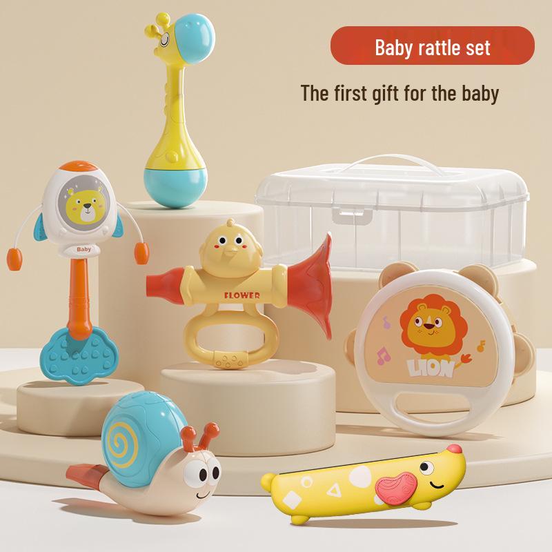 Baby Musical Rattle & Teether Set - Soothing Educational Toys for 0-1 Year Olds