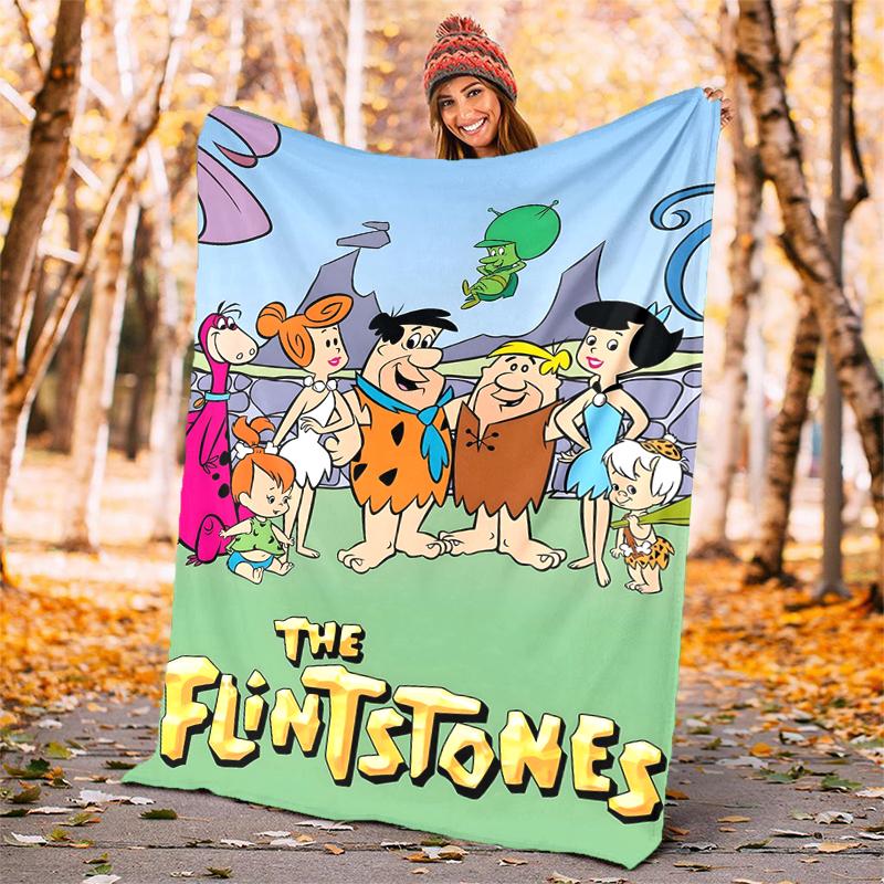 Flintstones Flannel Blanket Soft Warm All-Season Throw, Design for Camping, Car Travel, Hiking Sofa, Bed, Office Perfect Gift for Parties