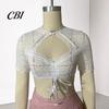 Oktoberfest Costume Blouse Women Floral Lace Crop Top, Bavarian German Beer Festival Shirt Dirndl Blouse, Short Sleeved Sheer Cropped Sleeve Tee