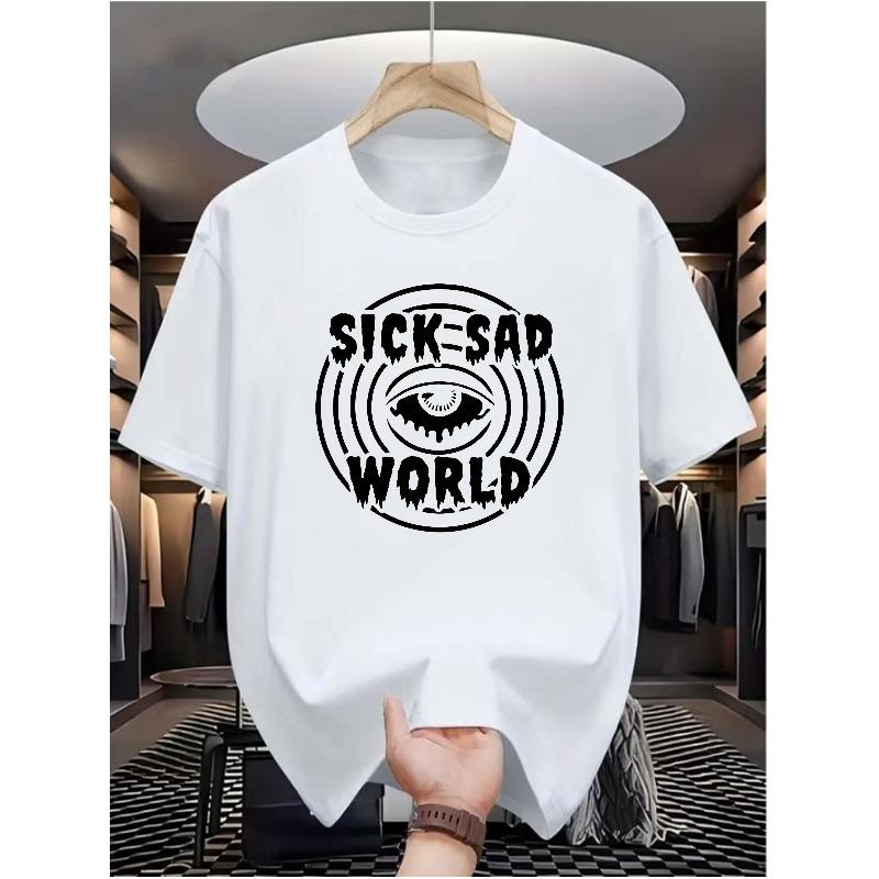 

Мужская повседневная футболка европейского размера Dark Eye for an Eye - Стиль стритвир хип-хоп со случайными дерзкими привлекающими внимание принтами, топ с коротким рукавом и круглым вырезом S белый