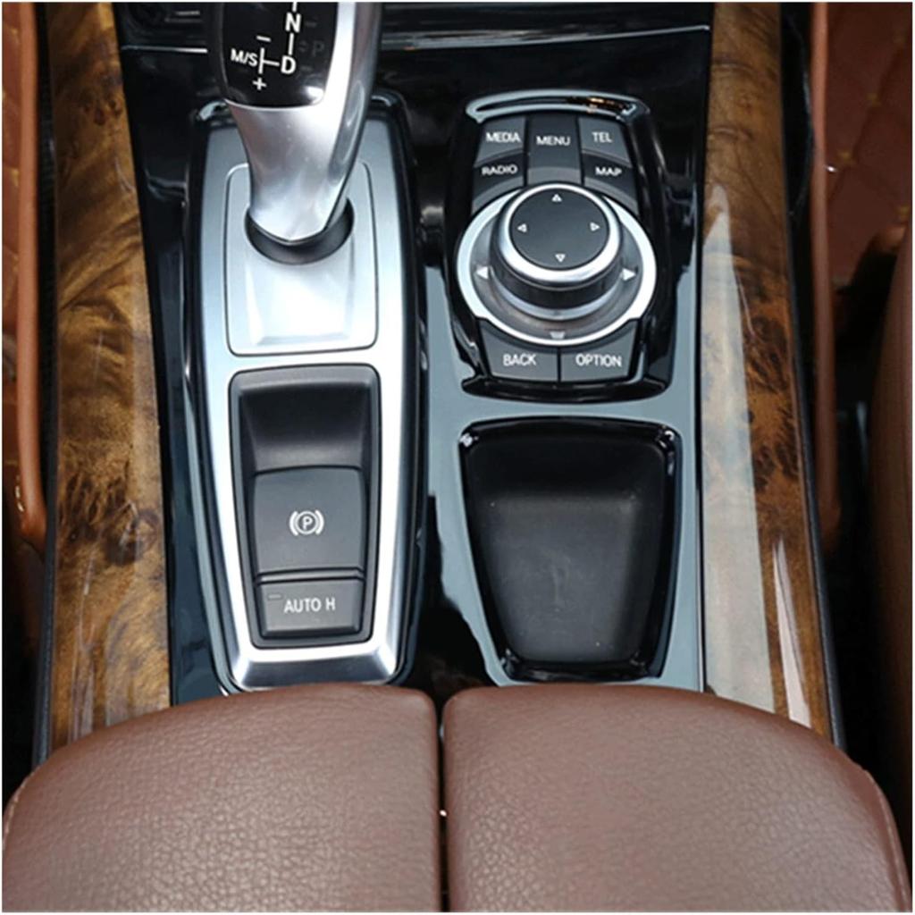 Black Center Console Gear Shift Panel Decoration Cover Trim Compatible with BMW X5 E70 X6 E71 2008-2014 LHD Stainless Steel Car Styling (Color :