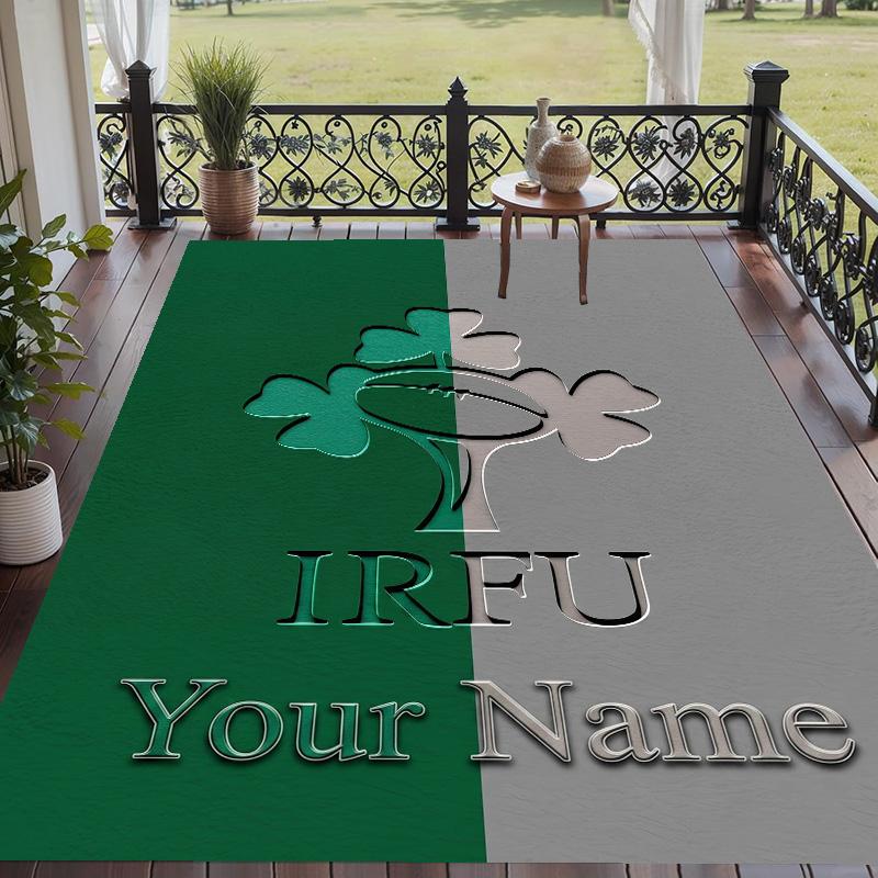 Custom Text Printed Rug Ireland Rugby Non Slip Floor Carpet For Home Room Decor