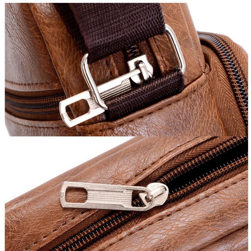 Men's Casual Crossbody Briefcase Backpack Korean Business PU Leather Business Solid Color Messenger Bag