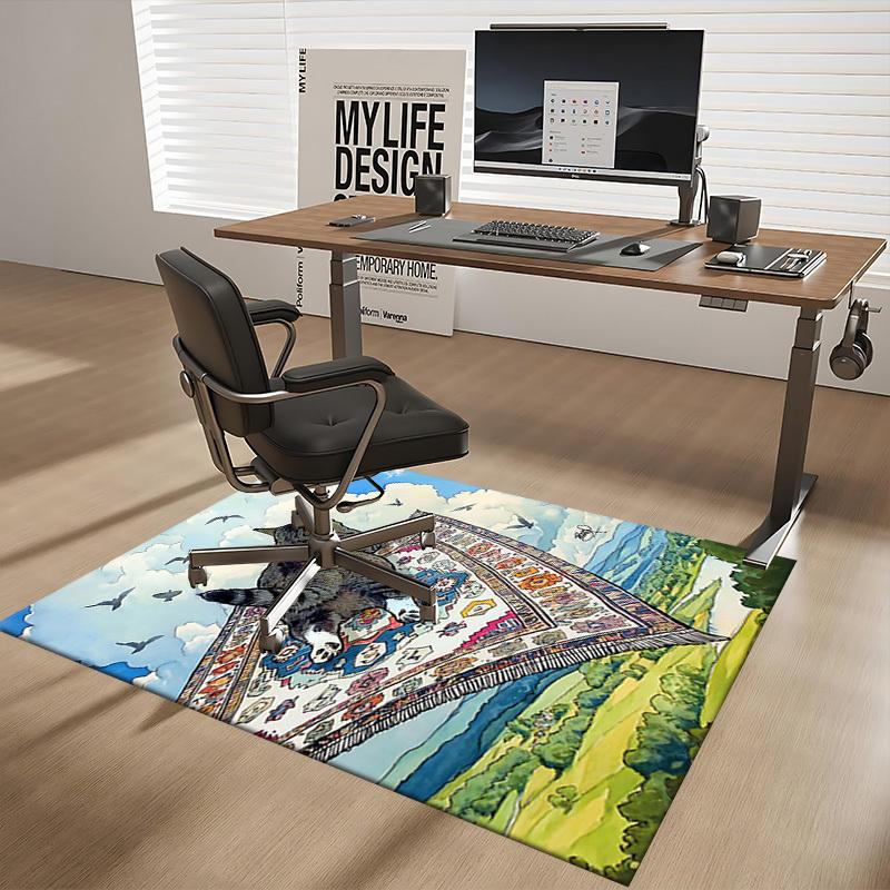 1pc Anime Cat on Flying Rug Chair Mat - Office Desk Pad, Non-Slip Carpet for Home Decor, Seasonal Gift, Suitable for Office and Living Room.A075