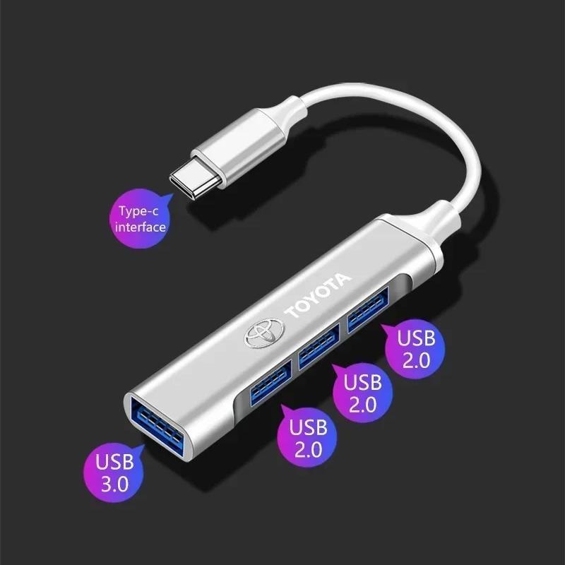 4 Ports USB 3.0 HUB TYPE-C Multi High Data Transmission Car Adapter For Toyota TRD Fortuner Chr Verso Prius Hiace Yaris Trd Corolla