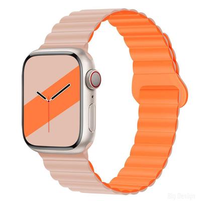Dwukolorowy silikonowy pasek magnetyczny do zegarka dla Apple 8910 Gen, 42mm i 46mm