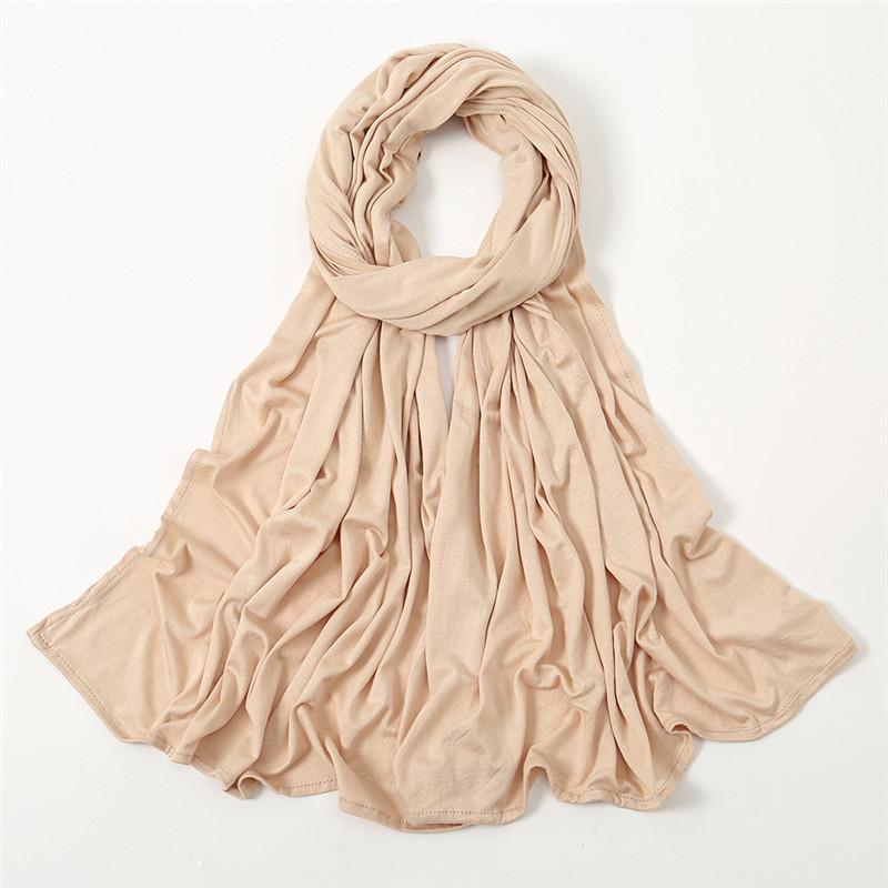 Plain Jersey Thick Hijab Scarf Cotton Polyester Wrap Elasticity Shawls Foulards Long Stretchy Turban Muslim Head Snood 180*60Cm