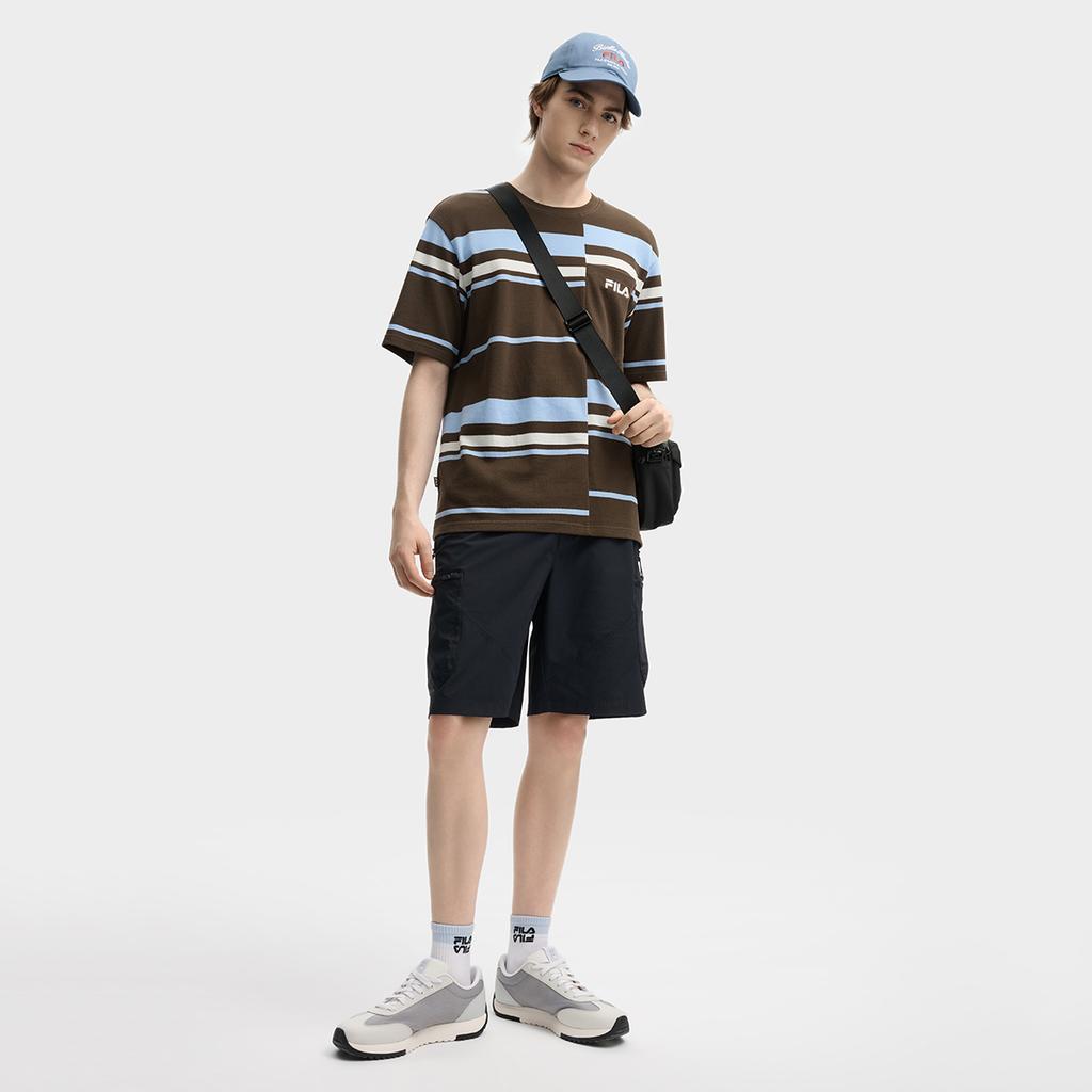 FILA Original Casual Fashion Striped Pullover Short Sleeve T-Shirt Men Tops F11M539110F-BN