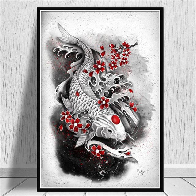 Žhavý japonský zenový inkoust Bonsa Bushido Samurai Kanji Malba na plátně Plakát a grafika Nástěnná malba pro domácí dekoraci Bez rámu