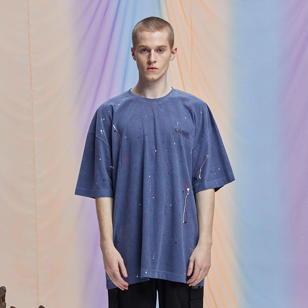 Valant Pigment Mini Logo Dropping T-Shirt - Navy Navy/(L) Large