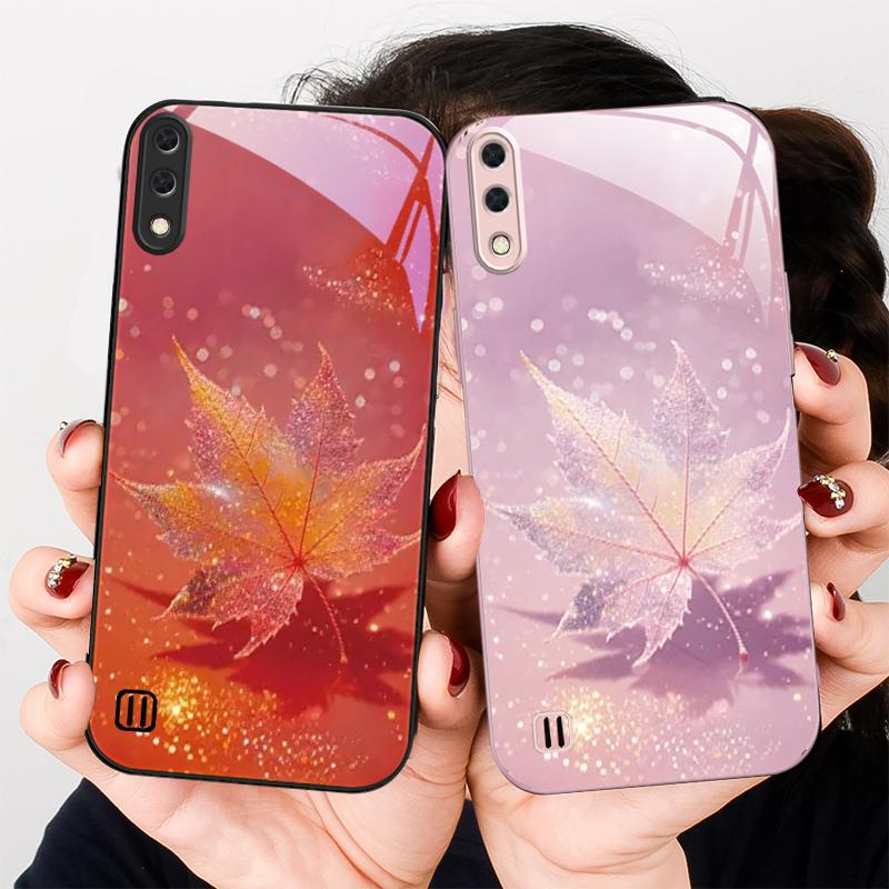 Green Maple Leaf Texture For Samsung A01 A02 03 Core 04 05 06 10 12 13 14 5G 15 16 M02 12 Note 8 9 10 20 glass Ultra phone case