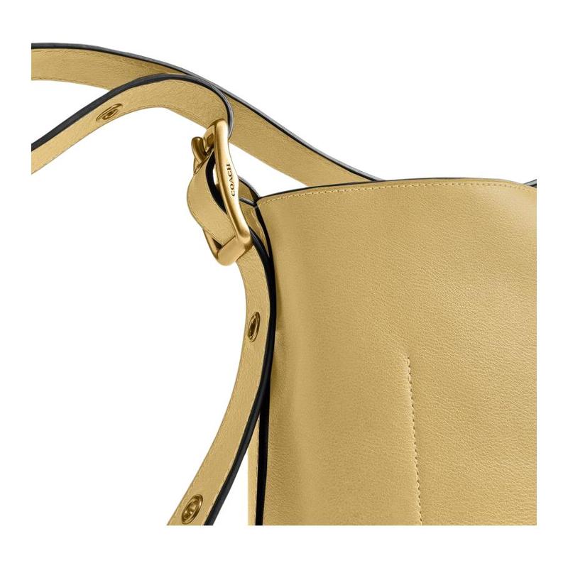 COACH Bleecker 28 Texture Design Cow Leather Bucket Bag Shoulder Bag Large Women's Yellow