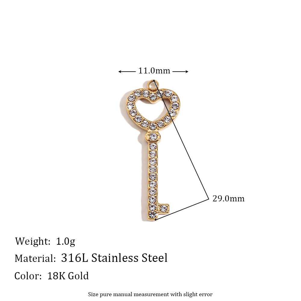 MamacitaSlay Lovely Diy Colored Zircon Keys Heart Aircraft Sun Stars Rainbow Stainless Steel Charms For Jewelry Making For Women