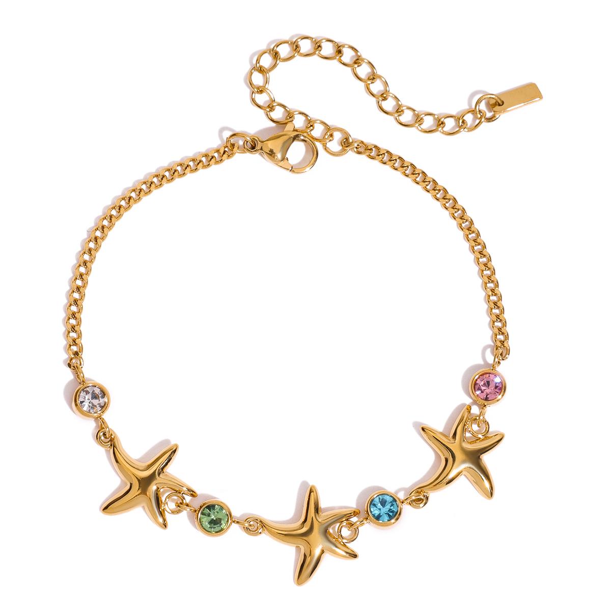 

Yori Colorful Cubic Zirconia Stainless Steel Starfish Bracelet for Women Exquisite Summer Jewelry Bijoux Femme