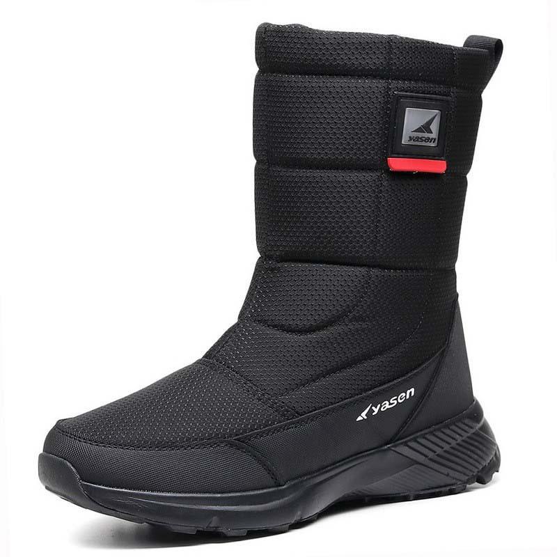 Men's Winter Warm Snow Boots Water Resistant Zipper Faux Fur Lining Mid Calf Ankle Booties Non-Slip Outdoor Walking Hiking Work Boots Shoes for Men