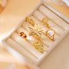 Exaggerated Gold Color Geometric Rings Set For Women Rhinestone Flower Heart Trendy Imitation Pearl Steam Punk Personality Gifts