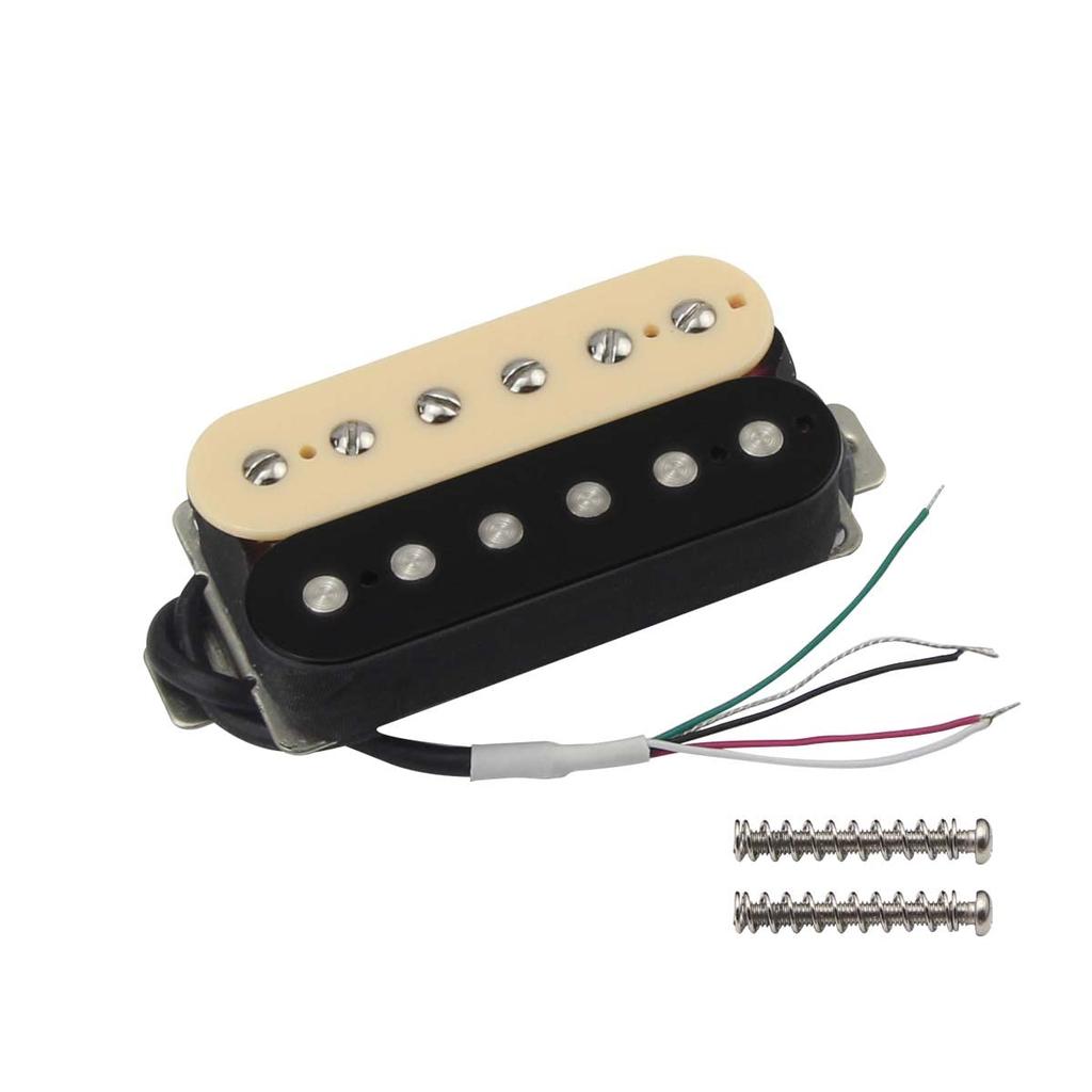 FLEOR High Output Alnico 5 Guitar Pickups, Double Coil Humbucker Pickups, Neck and Bridge Set (Cream + Black)