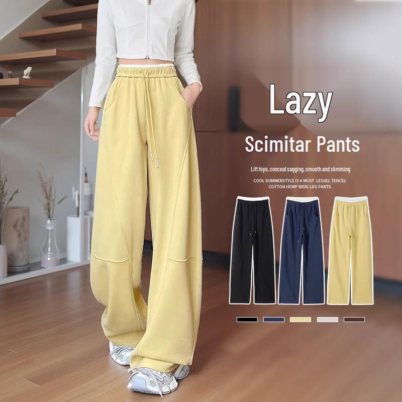

Hong Kong Style Women s High Waist Wide-Leg Banana Sweatpants - 2025 Spring/Summer Casual Sporty Pants XL