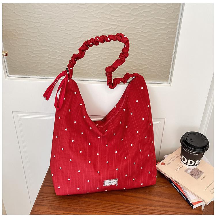 New Women s Chiff Polka Dot Crossbody Bag Korean Style Adjustable Strap Drawstring Tote Bag Casual Shoulder Bag