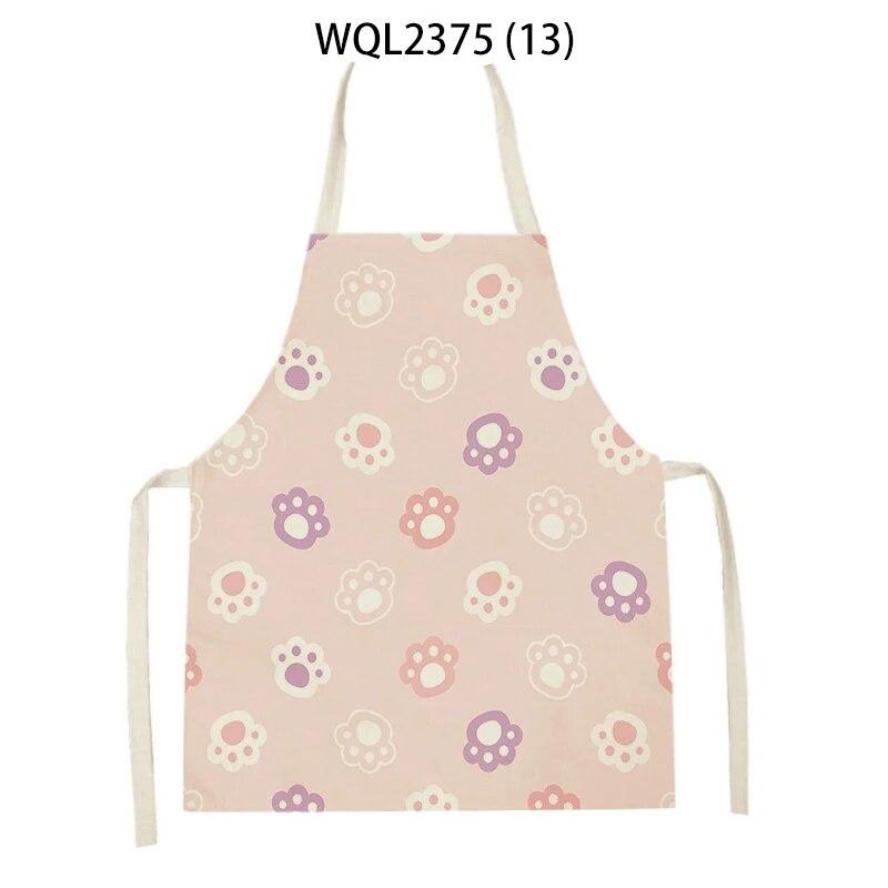 1Pcs Cat Graphic Printed Home Kitchen Apron Linen Sleeveless Antifouling Kids Bib Chef Cooking Baking Apron Home Cleaning Tools