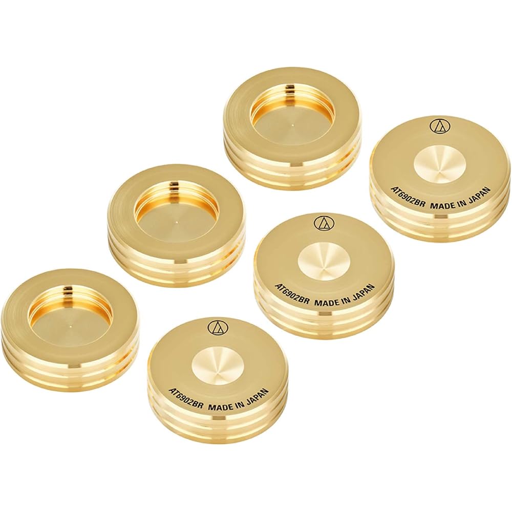 Audio-Technica AT6902BR Spike Base Insulators, Set of 6, Brass Gold Plated Spike Insulators, Sold...