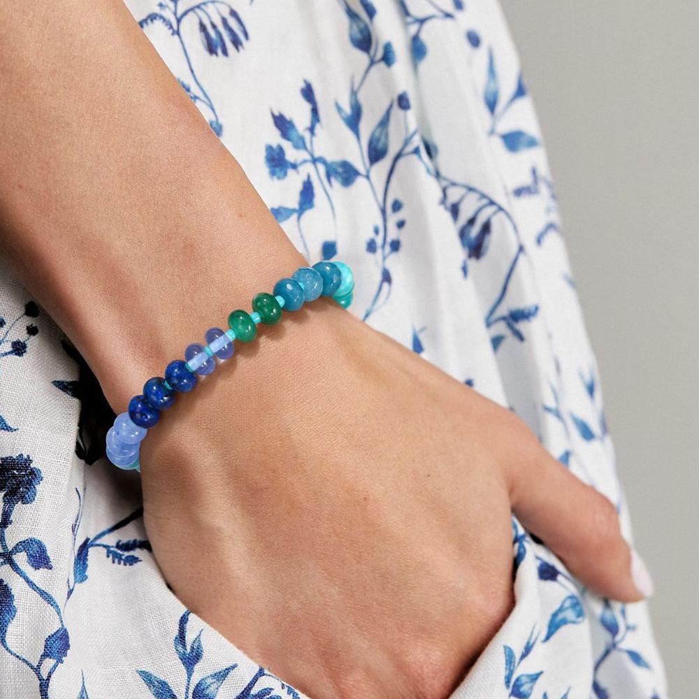 Bohemian Colorful Natural Stone Beaded Bracelets for Women Y2K Handmade Beads Wrist Jewelry Summer Beach Gift Accessories