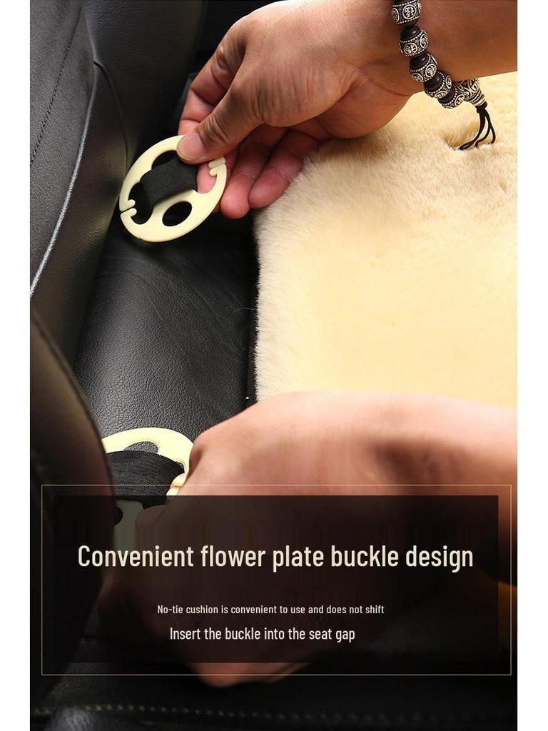 Winter Rabbit Fur Wool Heated Car Seat Cushion - Non-slip, Warm, for Single Seat with Small Waist Support