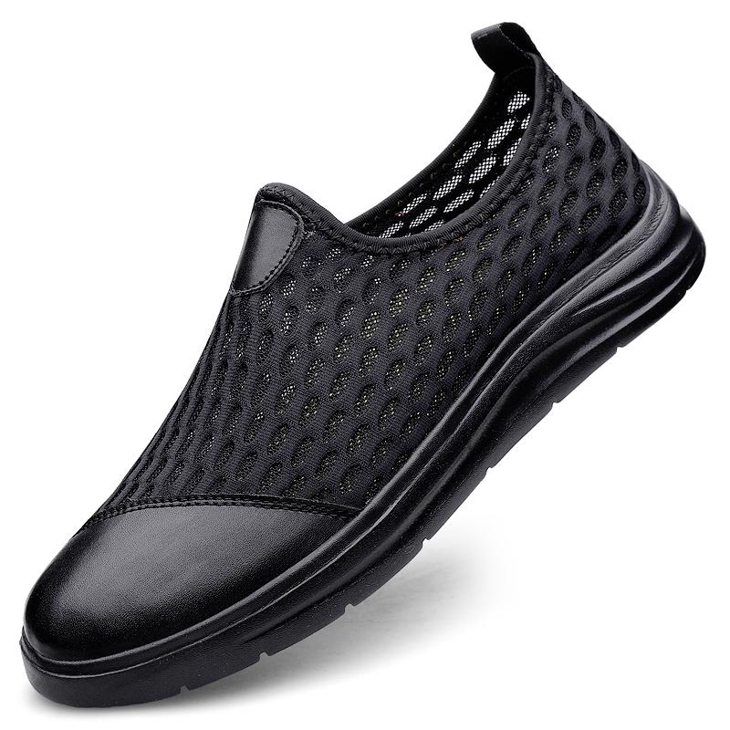 Fashion Male Lightweight Driving Flats Soft Men's Luxe Loafers New Mens Slip on Casual Shoes Hollow Out Men Mesh Cloth Walking Shoes