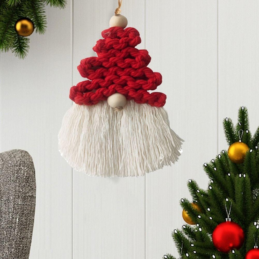 Macrame Christmas Tree Tassel Pendant Cotton Woven Handwoven Christmas Tree Pendant   New Year