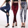 Sexy elastische Imitation Faux Jeans Leggings hohe Taille Hosen Fitness schlanke Leggins Sport Push-Up-Leggings für Frauen