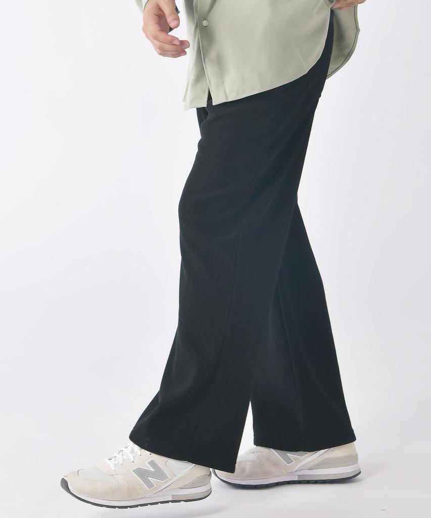 [RELATION] Corduroy Easy Wide Pants | Fleece-lined, Warm, Plus Sizes, Comfortable Waist, em113001-BLK-XXL