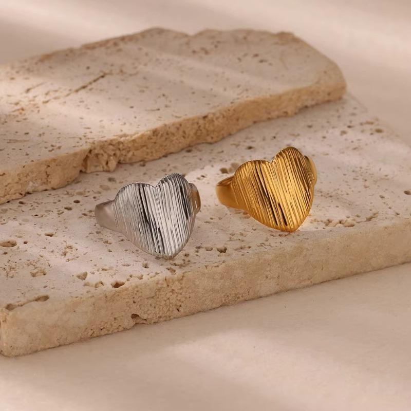 Trend Rhombus Love Geometric Opening Ring Female Style Personality Versatile Ladies Titanium Steel Gold Plated